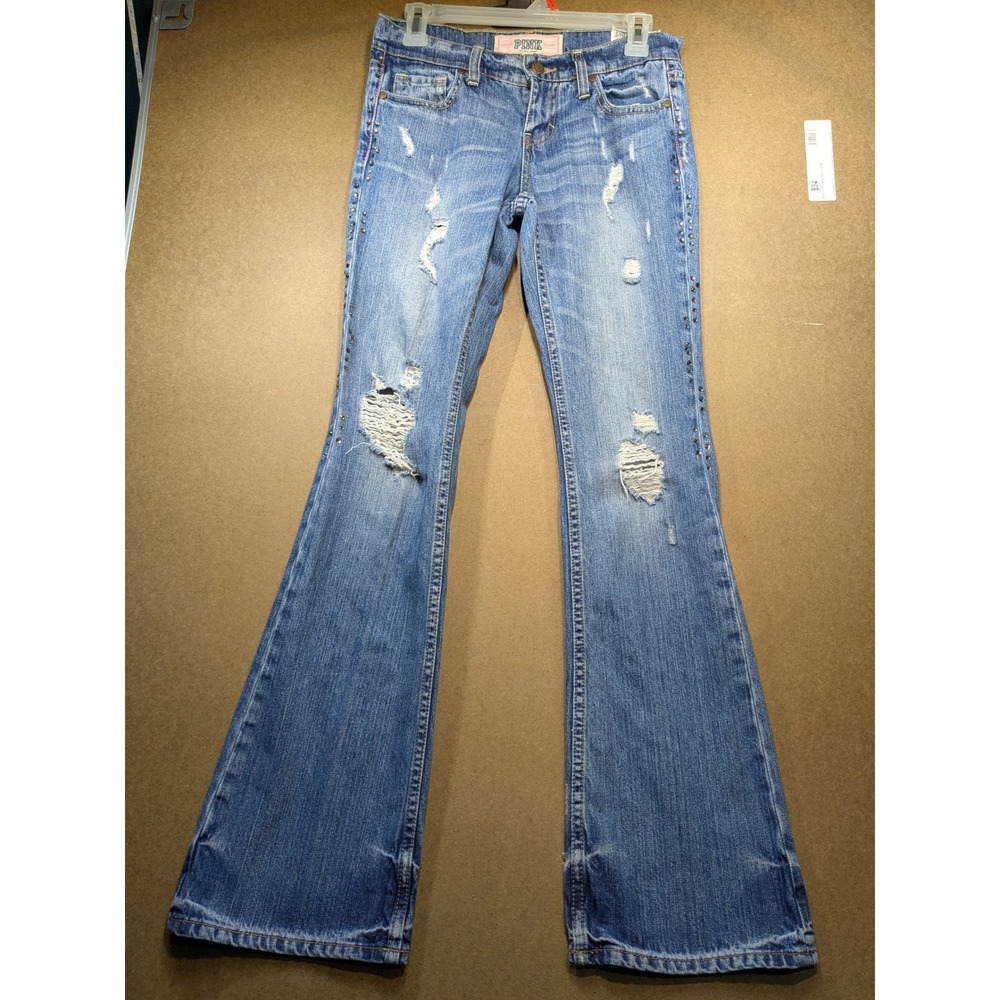 Pink Victoria's Secret Limited Edition Studded Distressed Bootcut Jeans Size 2